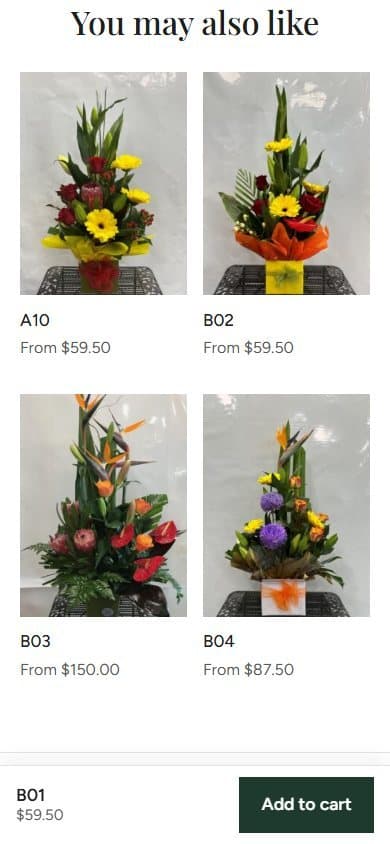 Florist website redesign product page on mobile