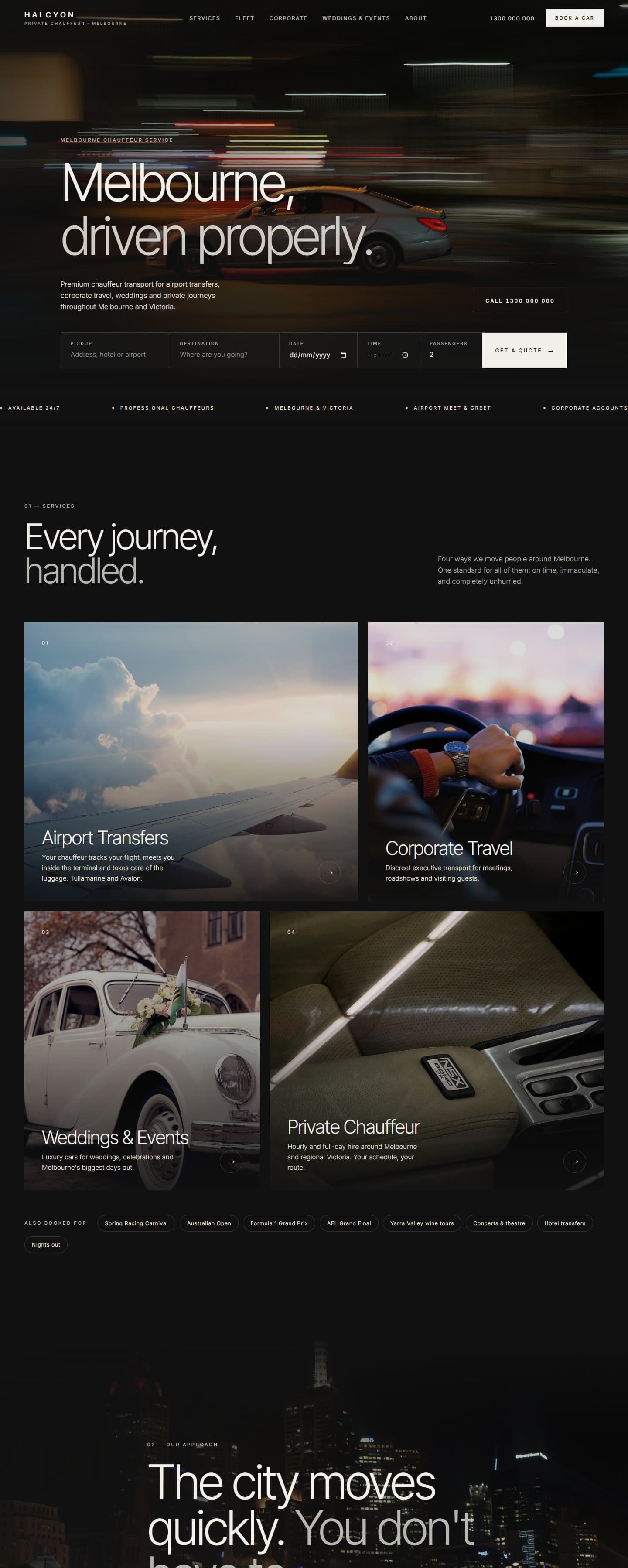 Chauffeur service homepage, part 1 of 3