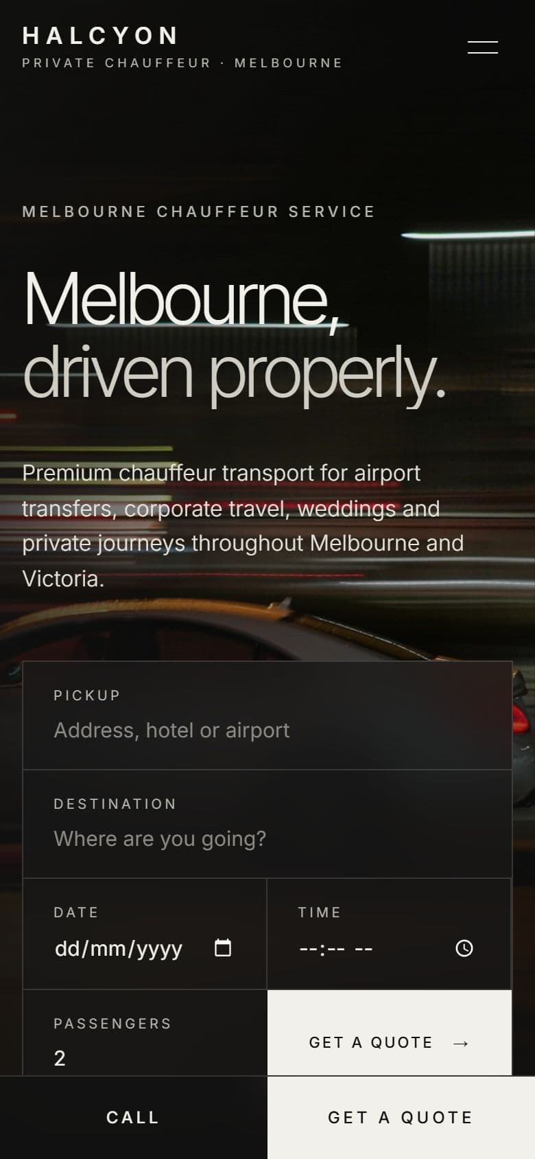 Booking on the first screen on a phone