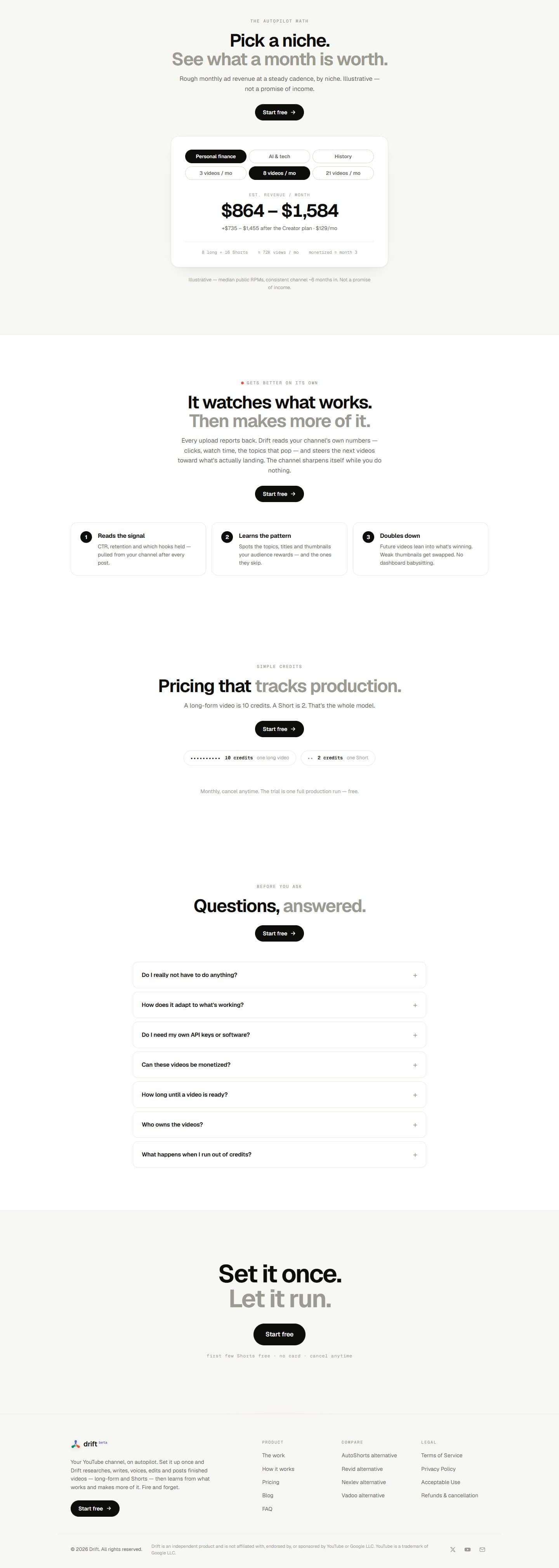 Drift homepage, part 3 of 3