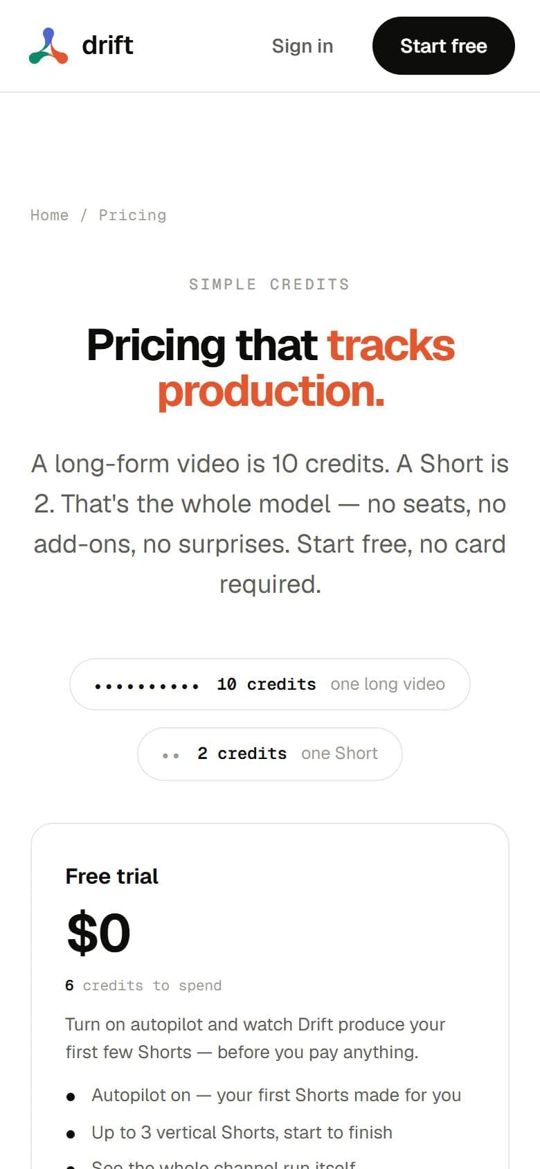 Pricing on a phone