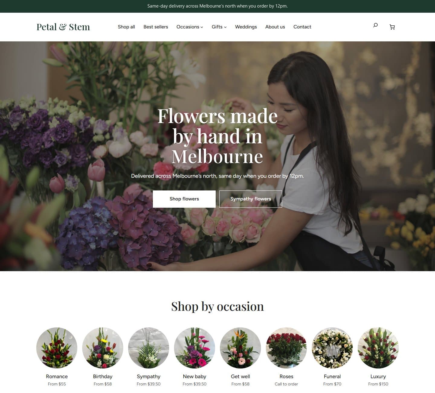 Florist homepage, part 1 of 2