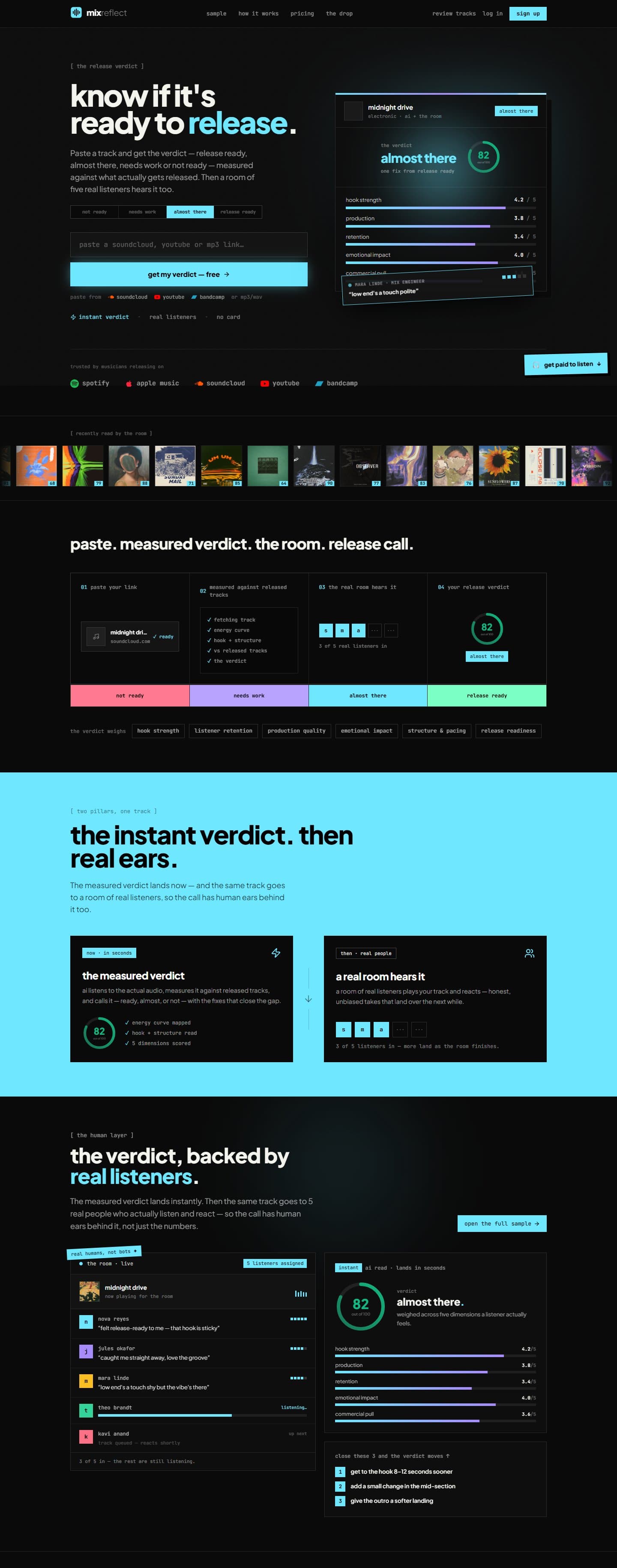 MixReflect homepage, part 1 of 2