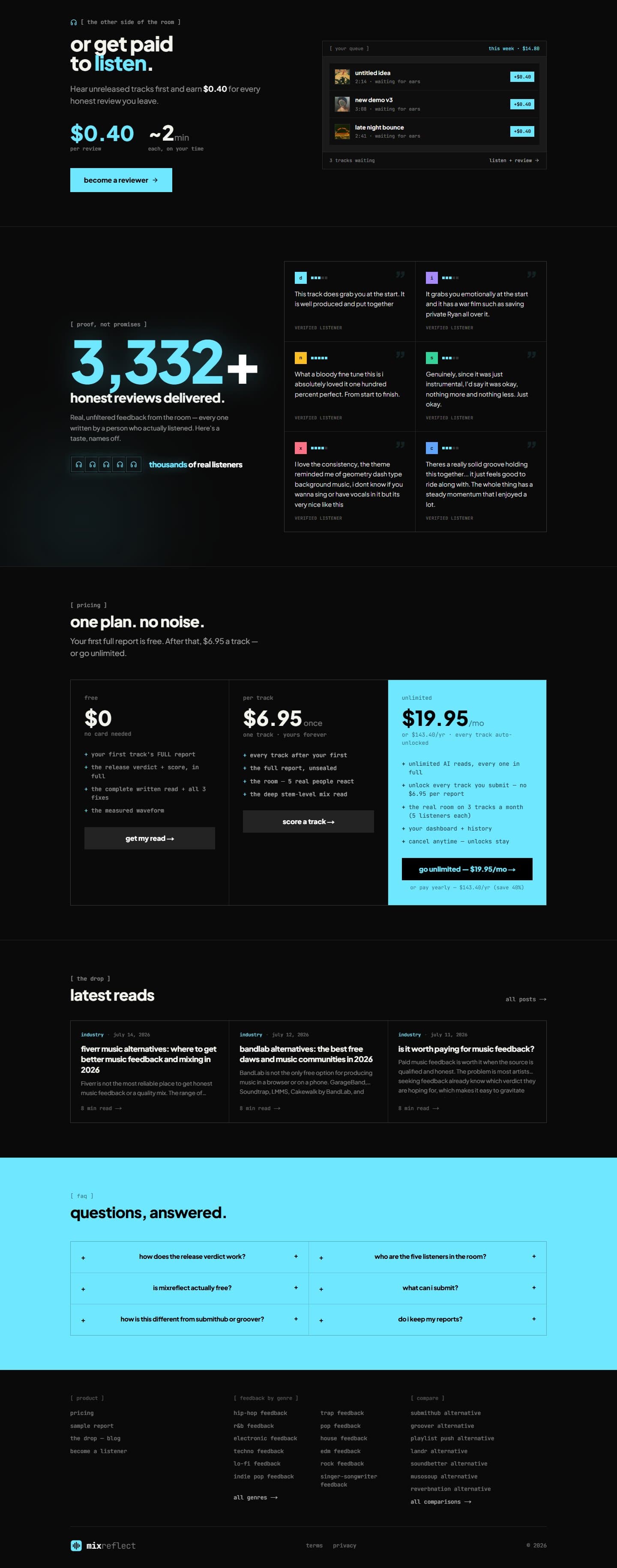 MixReflect homepage, part 2 of 2