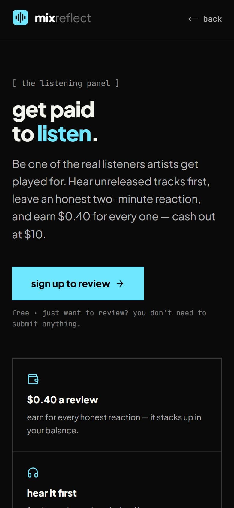 Reviewer sign-up on a phone