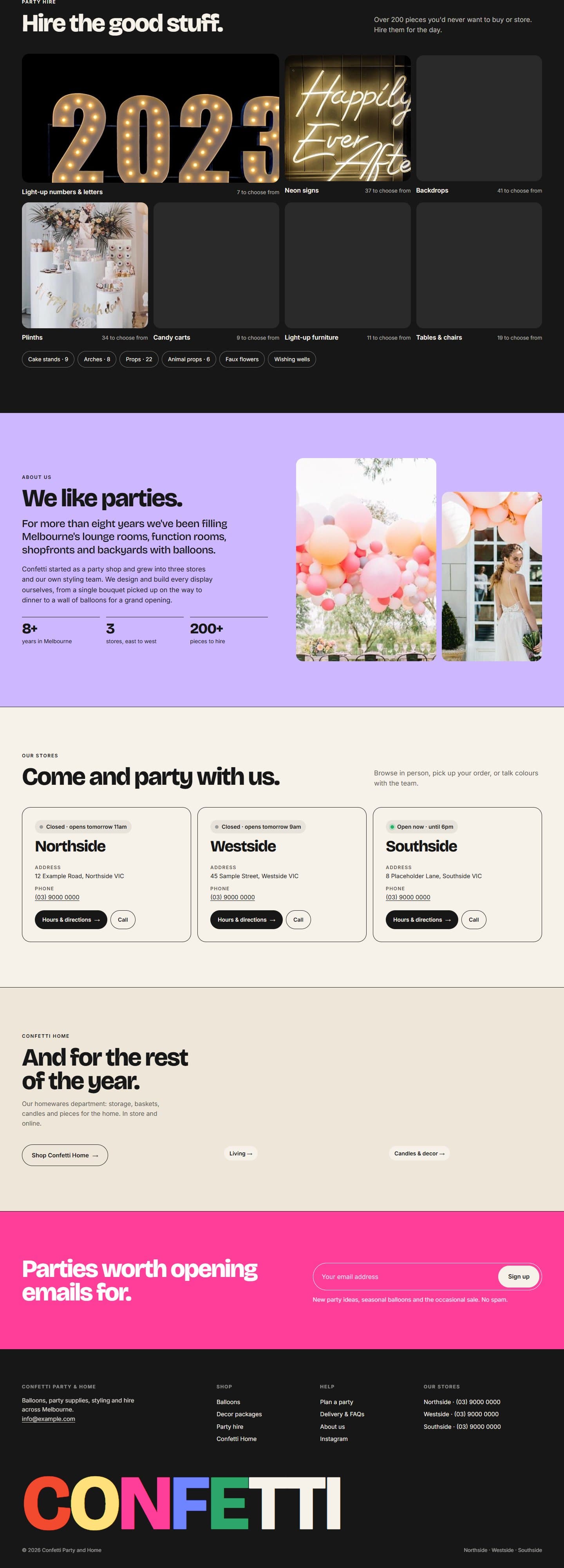 Party store homepage, part 3 of 3