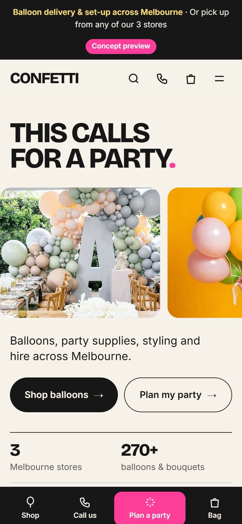 Homepage with a bottom action bar on a phone